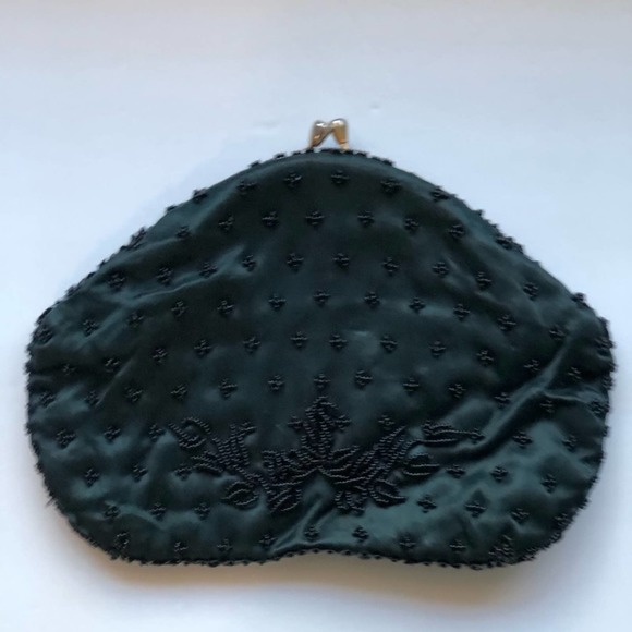 Vintage Women's Hand Beaded Black Evening Clutch - Picture 4 of 12